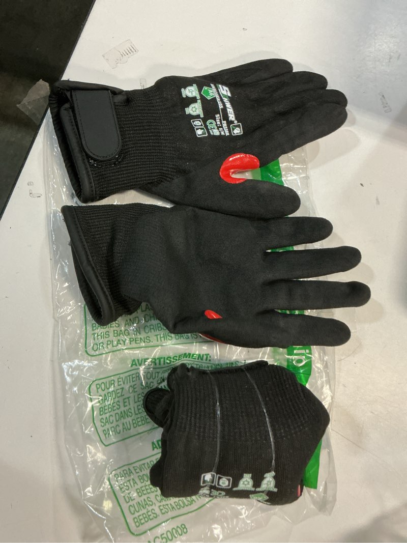Condition photo showing Good Condition for FreezeGuard Winter Work Gloves for Men and Women, ANSI A6 Cut Resistant Gloves With Super Grip, Freezer Glove for Work, Touchscreen, Thermal Insulated, Non PFAS, PR3388, Black Knight (M, 2 Pairs) 2 pairs Medium Winter Black A6