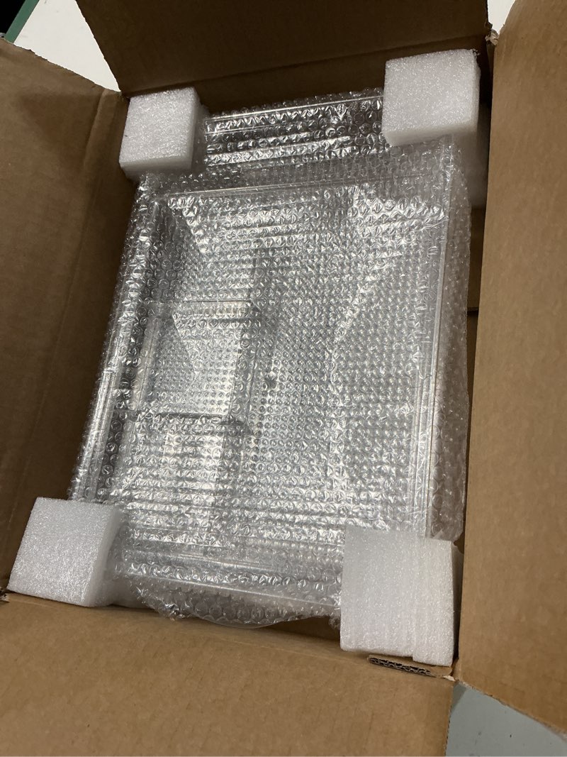 Condition photo showing New/Like New for oubonun expandable drawer organizer 11.1” to 19.2” width, shallow cosmetic organizer 1.3” height, 2 packs, clear plastic storage trays for dressing table,bathroom shallow 2 packs