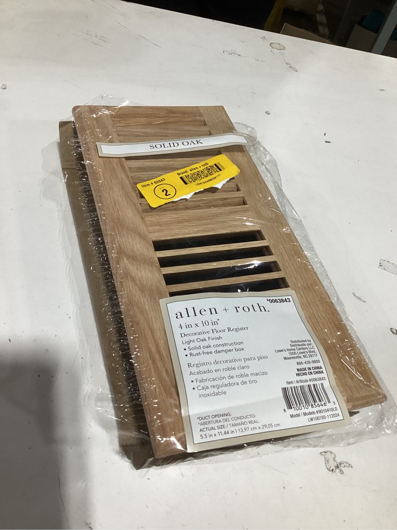 Condition photo showing Good Condition for allen + roth 4-in x 10-in 2-way Wood Light Oak Floor Register