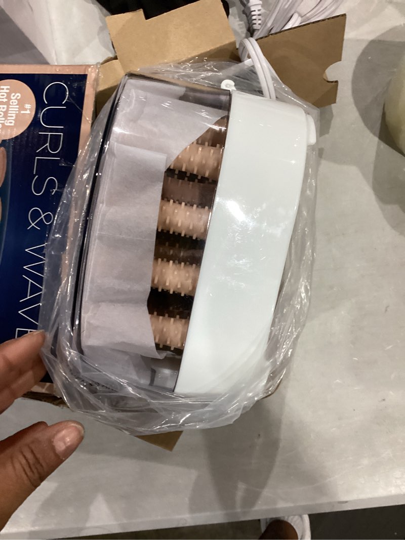 Condition photo showing Good Condition for conair double ceramic hot rollers for long, medium, and all hair - hair curler - hair roller clips included - 1/2 inch, 3/4 inch, and 1 inch rollers tan 20 piece set