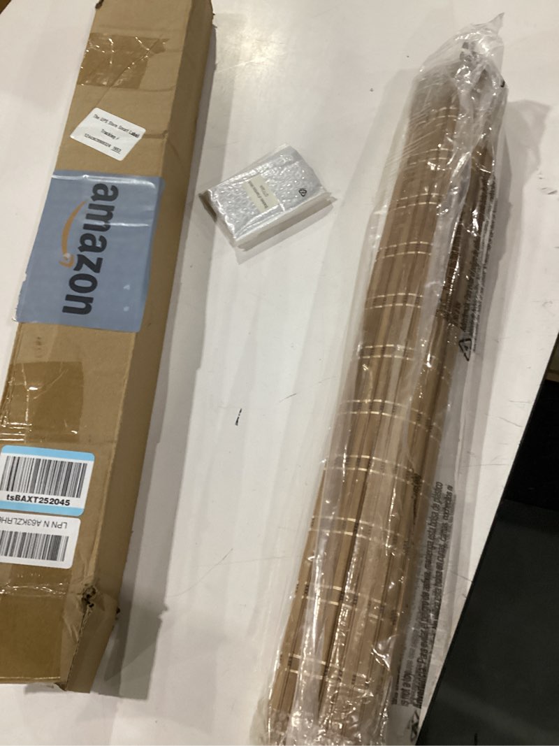 Condition photo showing New/Like New for lazblinds no tools no drill cordless bamboo roman shades, light filtering window treatment, roll up bamboo blinds for window 22'' w x 64'' h, squirrel squirrel 22'' w x 64'' h