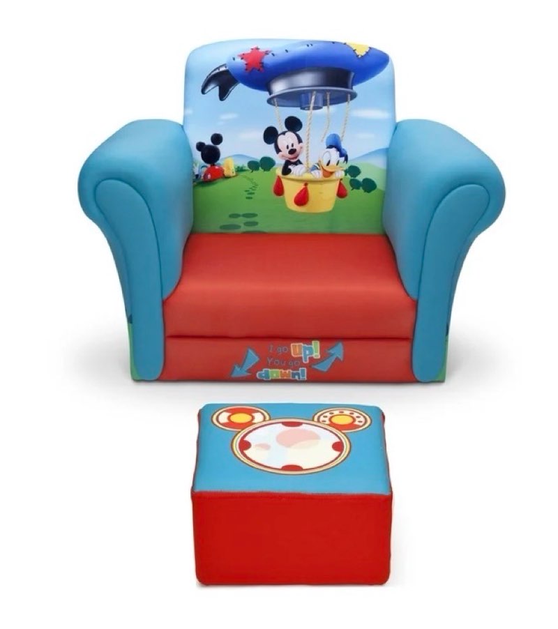 Delta Children Upholstered Chair with Ottoman, Disney Mickey Mouse