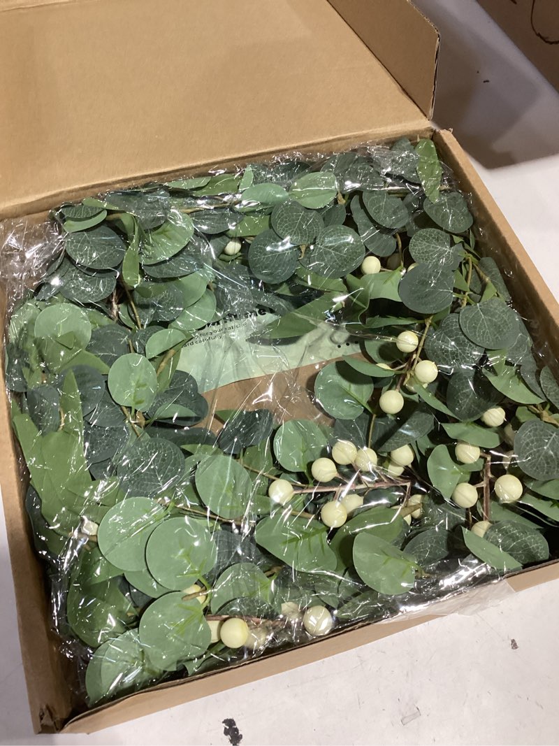 Condition photo showing Good Condition for pinkpum 20'' eucalyptus wreath for front door porch window green decor for home farmhouse wall spring summer fall outdoor indoor all seasons deep green 20''