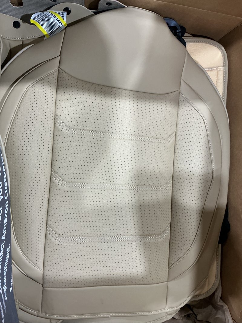 Condition photo showing Good Condition for full coverage faux leather car seat covers full set,automotive seat covers for cars,suvs pick-up truck, car seat cushion, beige seat covers for 5 seats,car seat protector beige full set