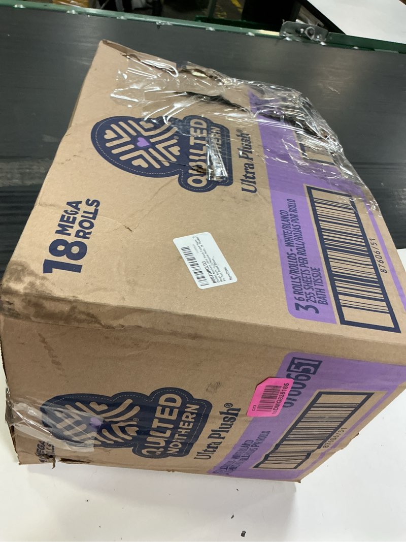 Condition photo showing New/Like New for quilted northern ultra plush toilet paper, 18 mega rolls = 72 regular rolls, 3x thicker*, 3 ply soft toilet tissue 18 mega rolls (pack of 1)