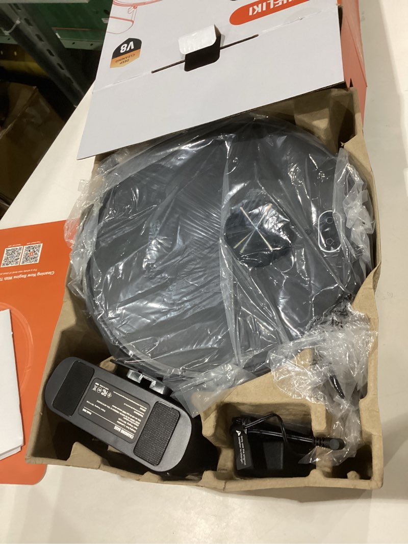 Condition photo showing As Is for robot vacuum and mop, mapping robotic vacuums cleaner with lidar navigation smart & strong suction, wifi/app/alexa/voice control, obstacle avoidance, for home, wood/hard floors, pet hair -gray, not tested