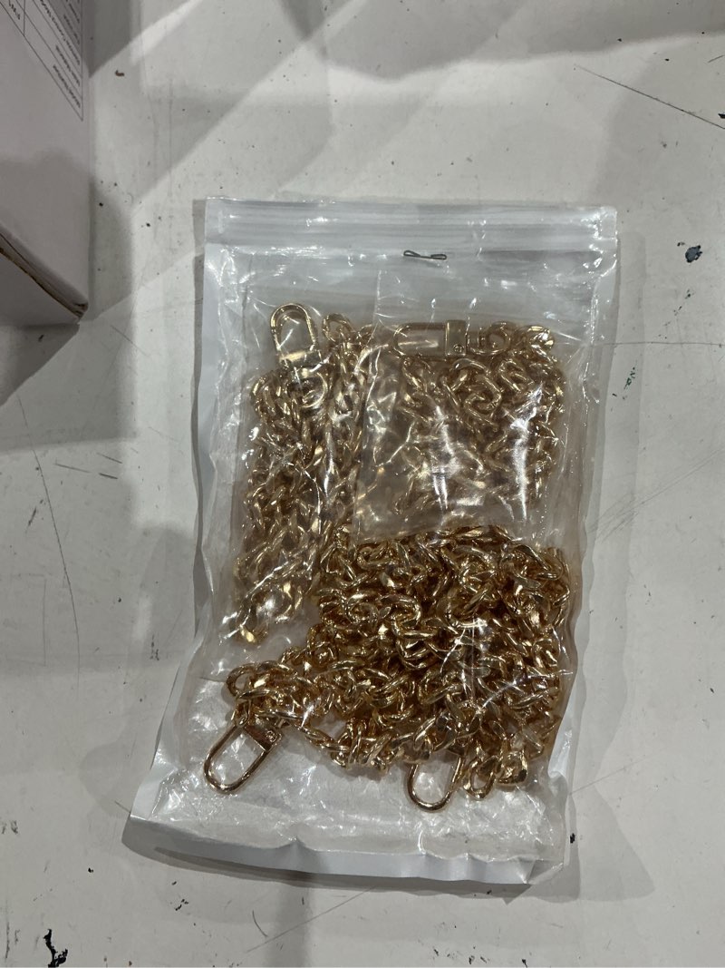 Condition photo showing Good Condition for rapuda 4 pieces different sizes iron replacement flat chains iron, metal chain strap for diy purse handbag shoulder crossbody bag clutch (15.4 inch, 23.6 inch, 31. 4 inch, 47.2 inch) gold