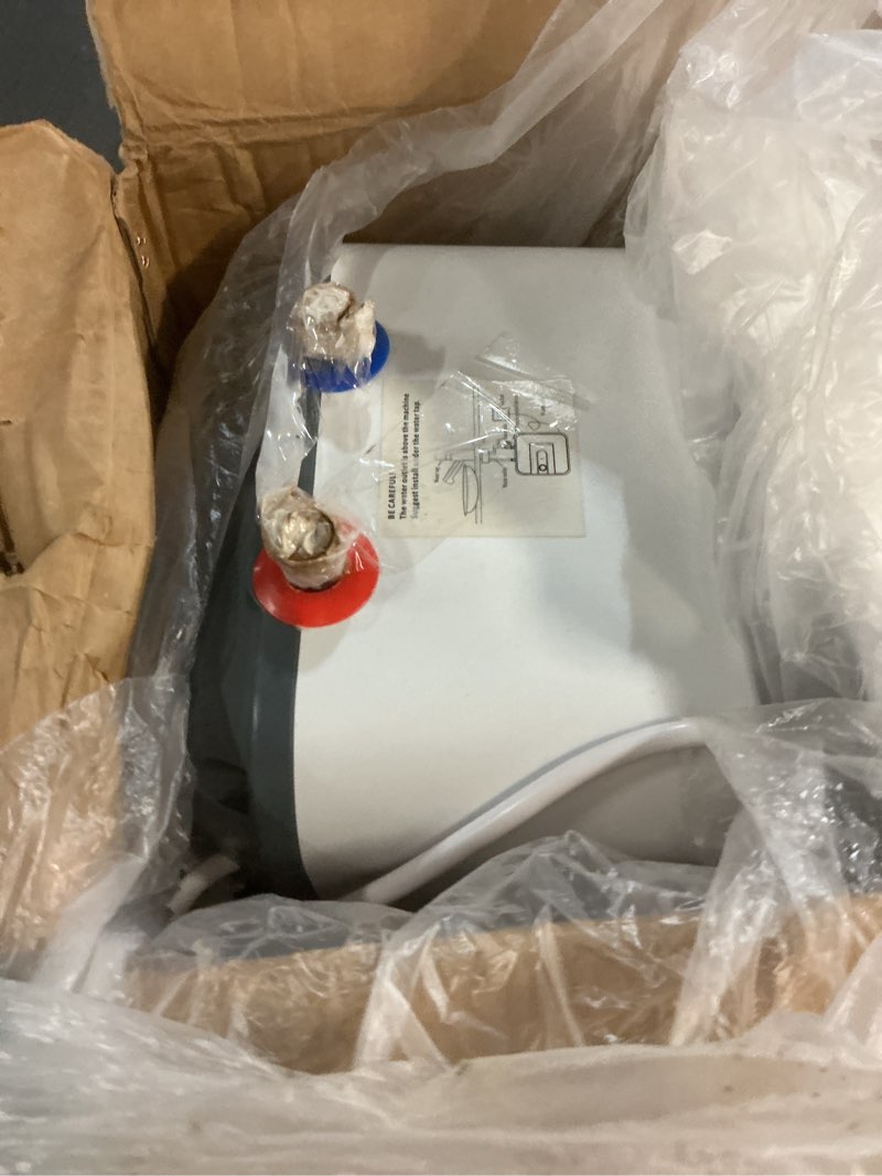 Condition photo showing As Is for Electric Mini Tank Water Heater, 1.6Gallon Under Sink On Demand Hot Water Heater, Wall or Floor Mounted, 1500W Point of Use Instant Hot Water for RV Kitchen Bathroom Restaurant 1.6Gallons