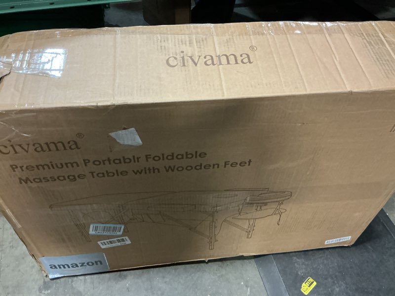 Condition photo showing Good Condition for civama Massage Table Massage Bed Portable, 29 LBs Light Weight 2 Section Foldable Tattoo Bed Facial Care Spa Lash Bed Height Adjustable Sturdy Wooden Frame with Accessories Carrying Bag, Black Black (Wood Leg)