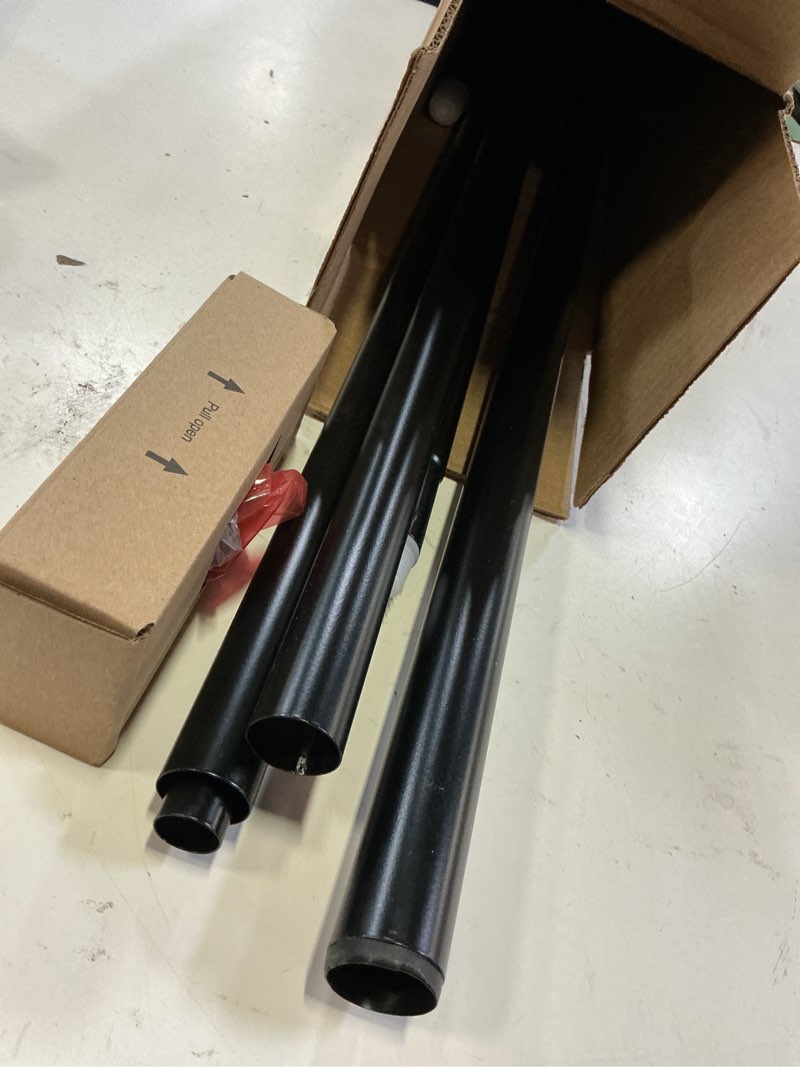 Condition photo showing As Is for kamanina 1 inch double curtain rods 66 to 120 inches (5.5-10 feet), heavy duty adjustable double curtain rod for windows, black drapery rods with end caps black 66-120"