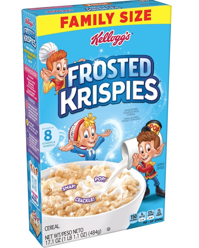 (pack of 8)Frosted Krispies Cold Breakfast Cereal, Kids Snacks, Baking Marshmallow Treats, Family Size, Original, 17.1oz Box (1 Box)(Abe’s by Sep/16/2025)