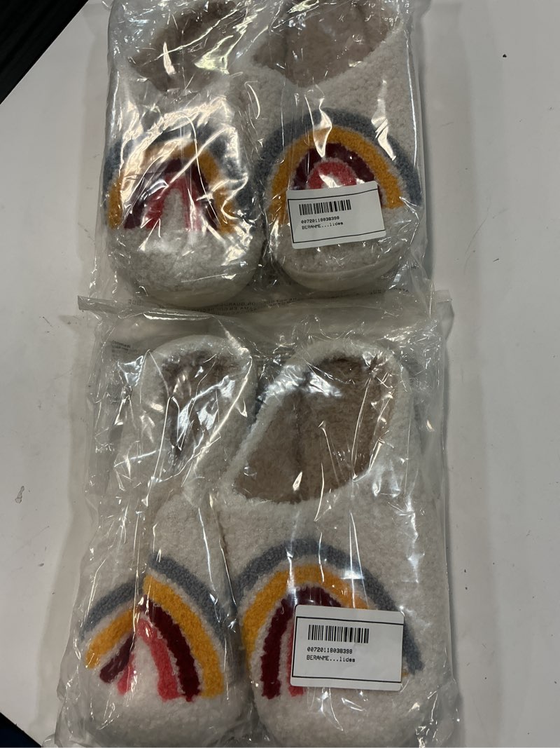 Condition photo showing New/Like New for beranmey cute valentine s day slippers for women soft plush comfy warm slip-on rose heart love couple slippers fo women indoor fluffy house slippers f (2 pars , size  36-37)