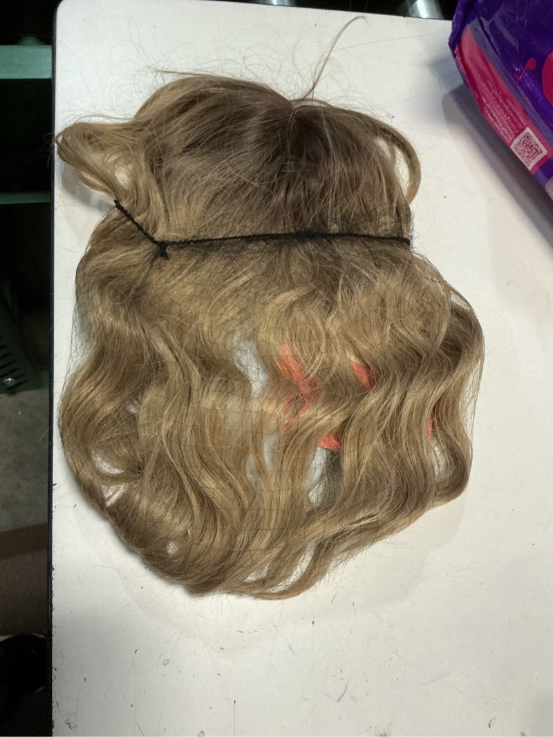 Condition photo showing Good Condition for MARJORIE Hair Topper,14inch Hair Pieces for Women, Natural Looking Synthetic Wavy Wispy Clip in Bangs, 6.5x6.5 Base Full Coverage Fit Comfortabale, Perfect for Daily Using/Party 14 Inch Blonde with Dark Root