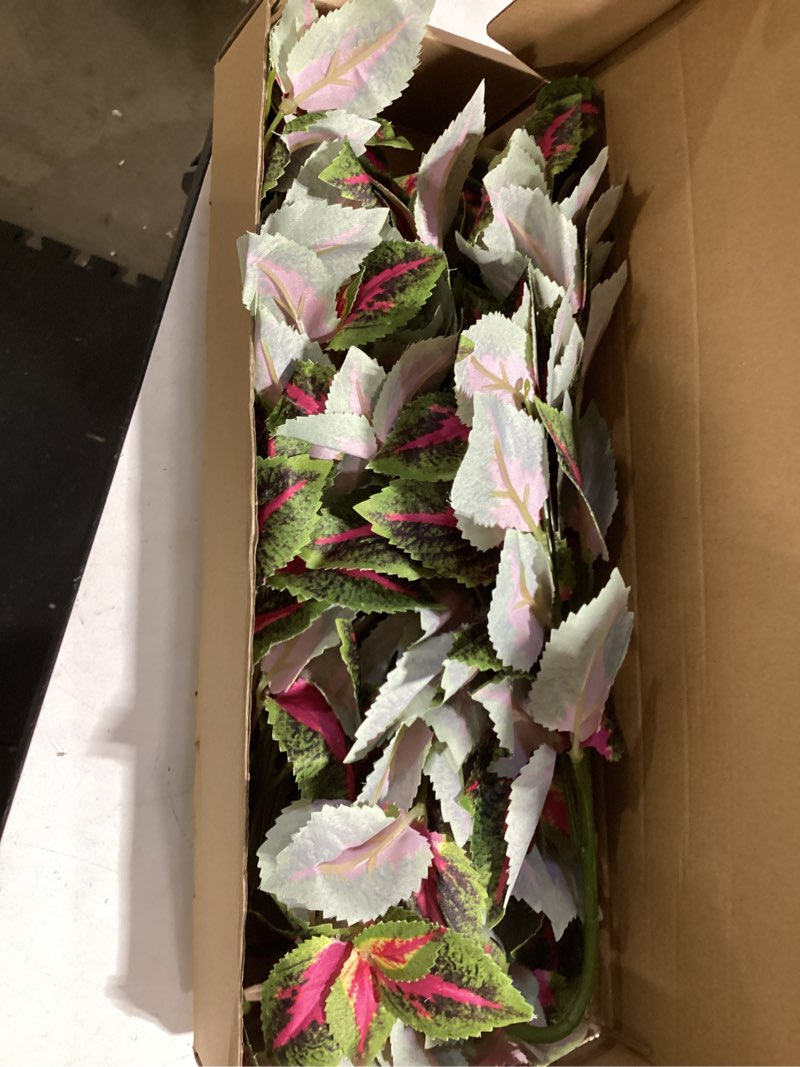 Condition photo showing Good Condition for artificial plants outdoor, 5 bundles faux coleus plants uv resistant fake silk greenery leaves with stems for outside front porch patio garden planter decoration (red)