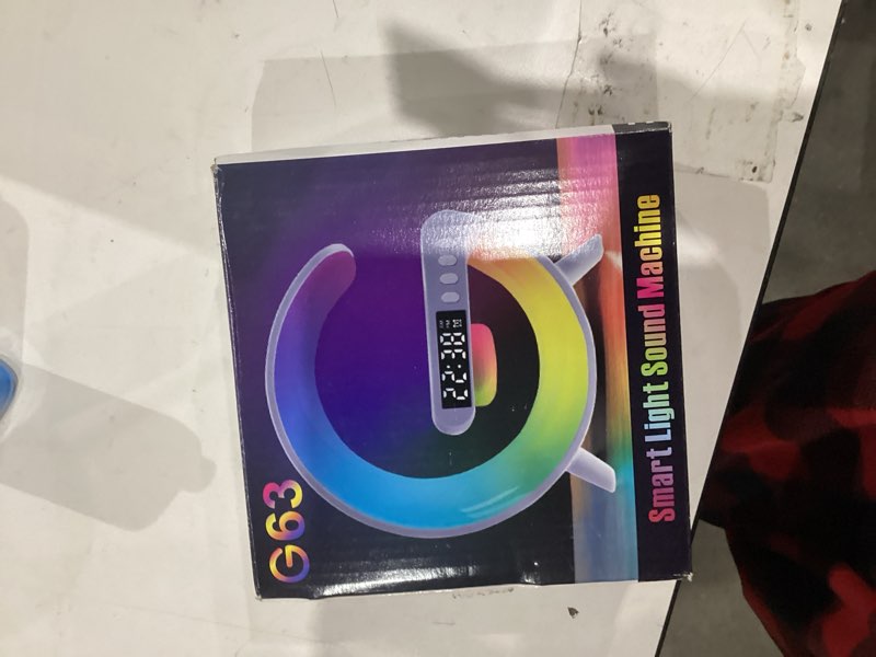 Condition photo showing New/Like New for Alarm Clocks For Bedrooms White Speaker Wireless Charger Smart Light Sound Machine Smart Alarm Clocks for bedrooms Night Light Lamp Sunrise Alarm Clock Restroom Bedroom 6.14 inch(Mini-Style G63)