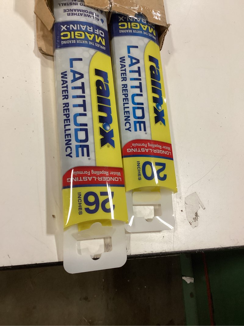 Condition photo showing As Is for Rain-X 810197 Latitude 2-In-1 Water Repellent Wiper Blades, 26" and 20" Windshield Wipers (Pack Of 2), Automotive Replacement Windshield Wiper Blades With Patented Rain-X Water Repellency Formula 26" and 20" Latitude