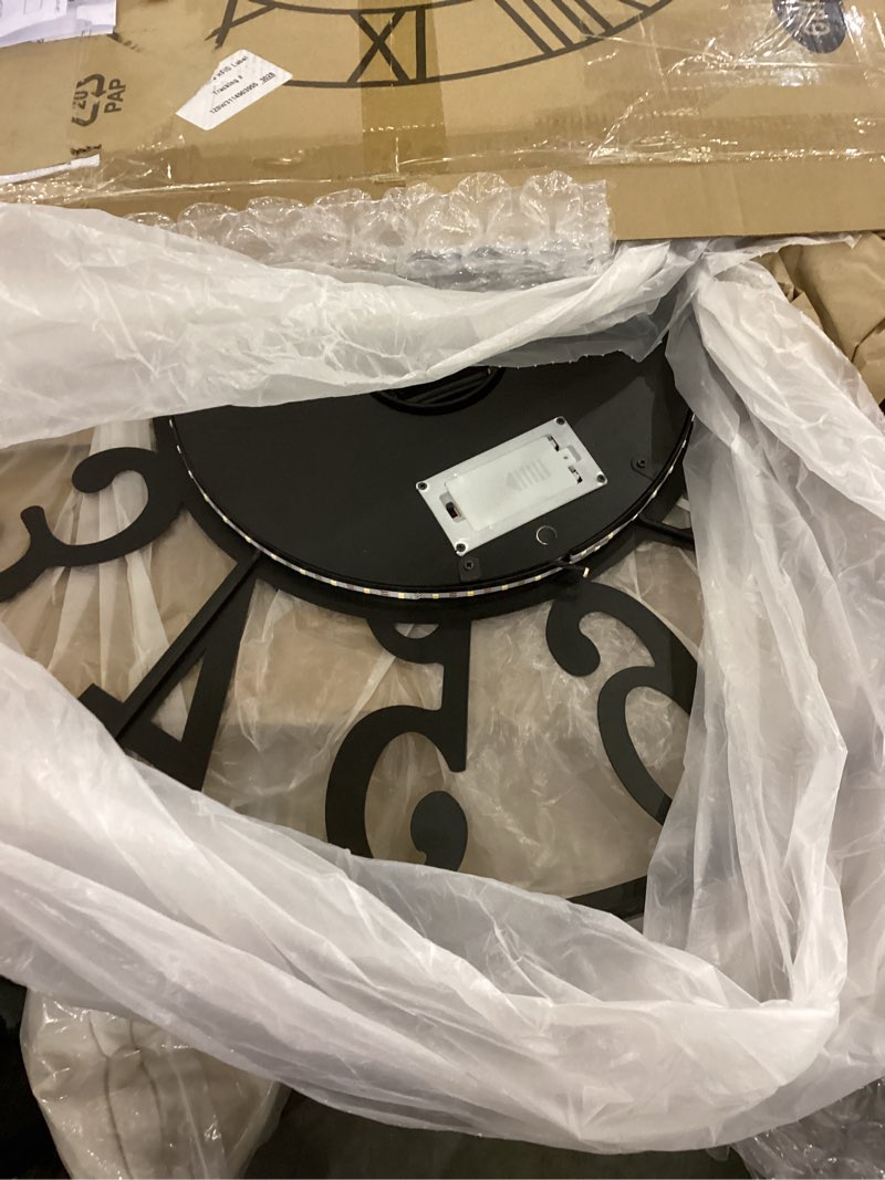 Condition photo showing New/Like New for LEIKE Large LED Wall Clocks,Silent,Non Ticking,Battery Operated Rustic Round Modern Big Wood Wall Clock for Living Room, Bedroom,Kitchen,Farmhouse,Office,Home Decor -24" Black,LED,Arabic Number 24 IN Led-black Wood-arabic Number