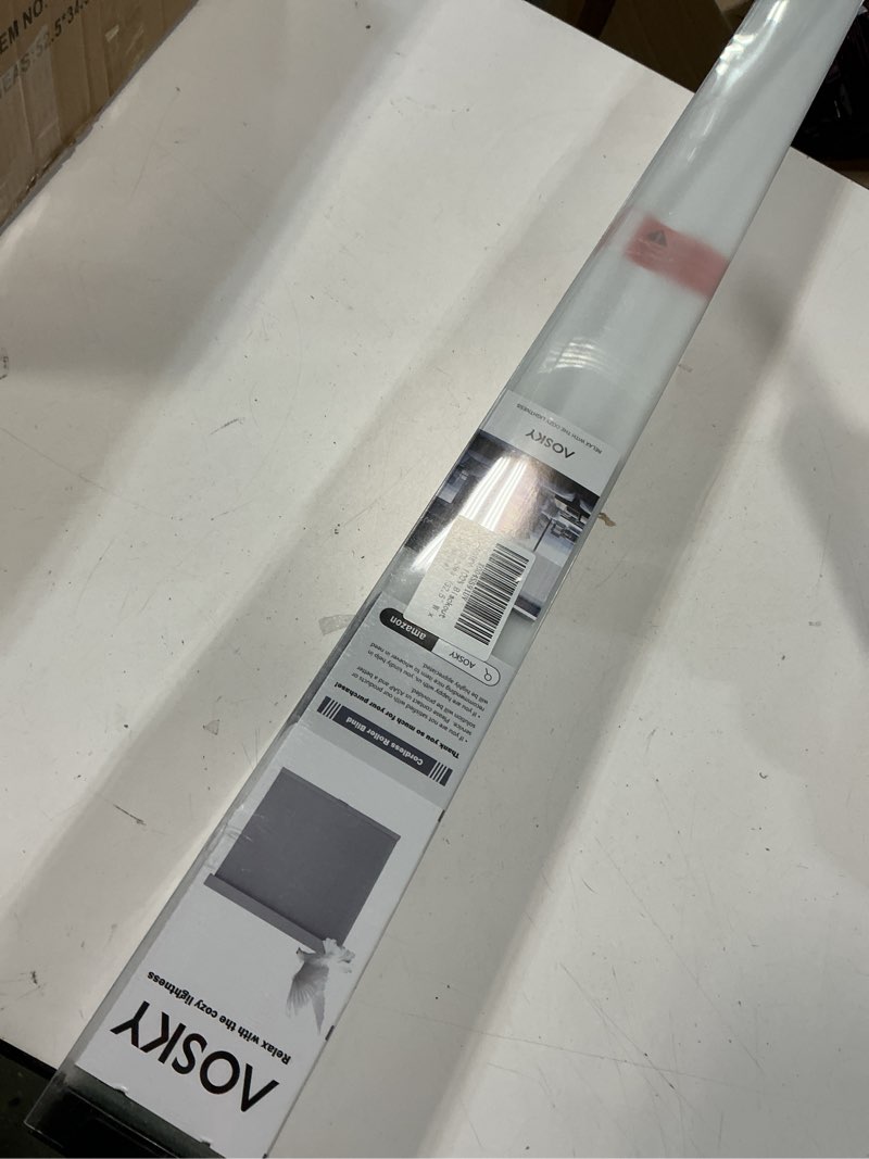 Condition photo showing Good Condition for AOSKY Blackout Roller Shades Cordless Blinds for Windows, Free-Stop Shades with Valance, Thermal Insulated Fabric, UV Protection, Natural Woven Blinds for Home and Office (32.5" W x 72" H, White) White 32.5"W x 72"H