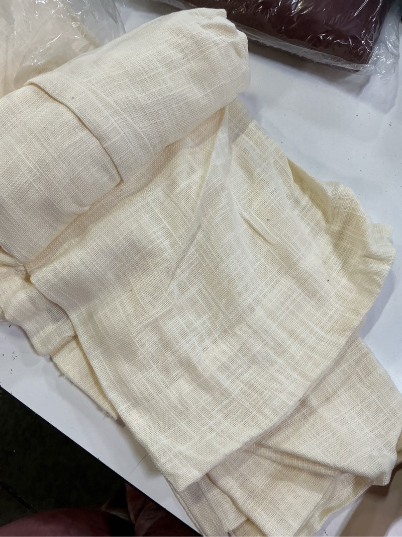 Condition photo showing Good Condition for cotton sheer curtain set (set of 2), 48x84, ivory