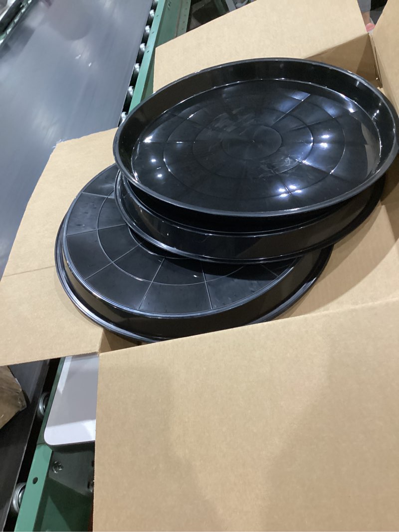 Condition photo showing Good Condition for plant saucer 14 16 18 20 22 inch, 4 pack heavy duty large plant tray for planter pot, plastic flower pot saucers drip water trays for indoors and outdoors (14 inch)