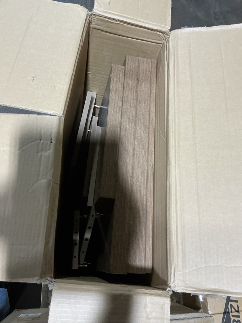 Condition photo showing As Is for tribesigns 47-inch dining table for 4, walnut brown kitchen dinner table with heavy duty pedestal, farmhouse wooden eating table for home, dining room, small space