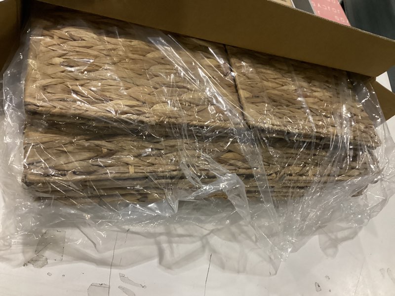 Condition photo showing New/Like New for Storage Baskets 11x11inch Cube Baskets 4 pcs Baskets,Foldable Handwoven Water Hyacinth Laundry Organizer,Cube Storage Baskets