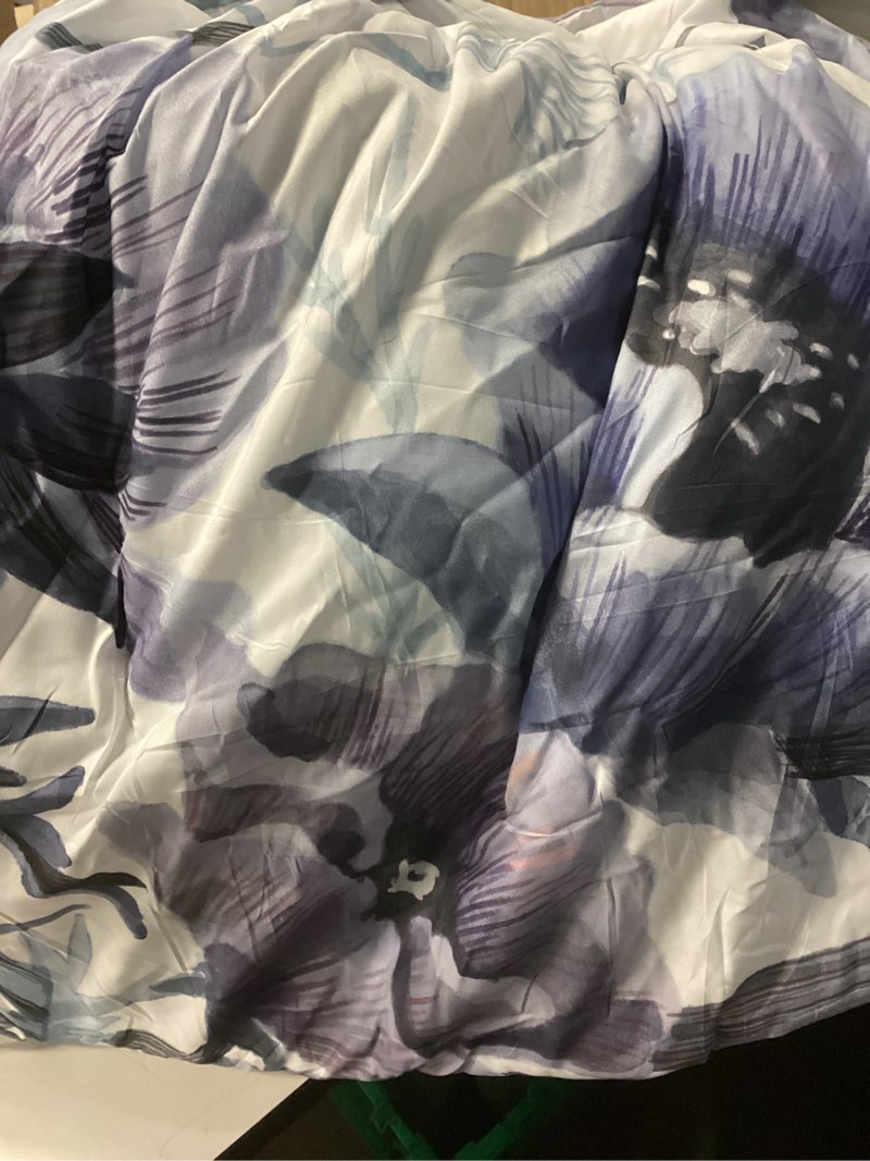 Condition photo showing Good Condition for blue and white  floral blanket