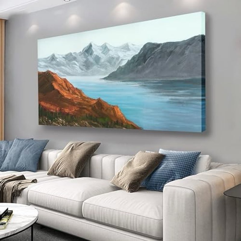 Belmrxne Landscape Wall Art Blue Lake Wall Decor Modern Minimalist Canvas Painting for Living Room B 20 “x40 “ 