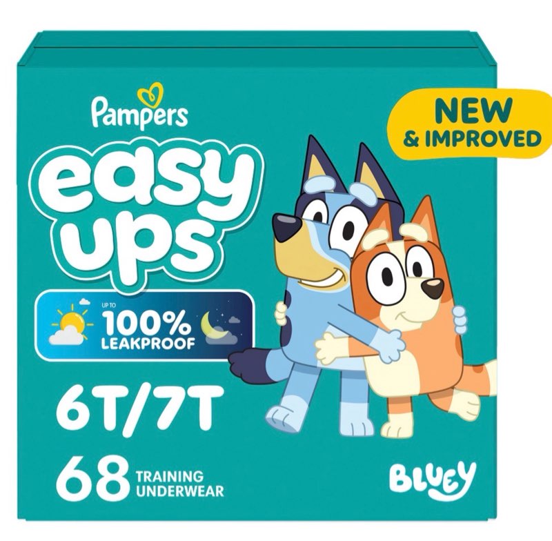 pampers easy ups bluey training underwear - size 6t-7t - 68ct