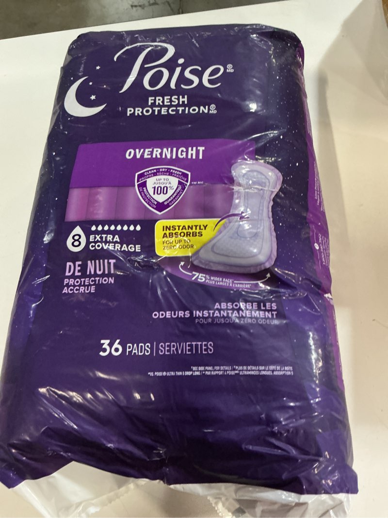 Condition photo showing New/Like New for Poise Overnight Incontinence & Postpartum Pads for Bladder Leaks, 8 Drop Extra Coverage, 36 Count Long 36