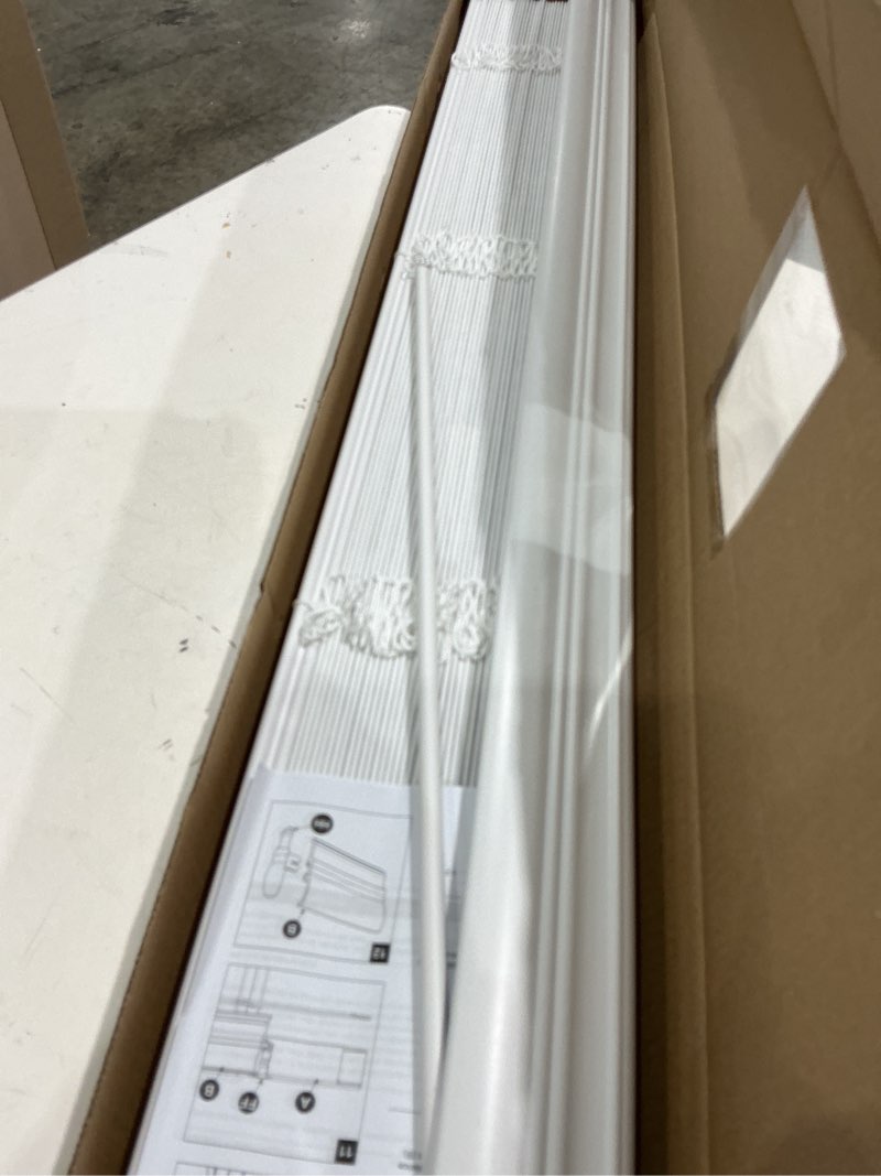 Condition photo showing Good Condition for allen + roth 2-in slat width 47-in x 60-in cordless white faux wood room darkening horizontal