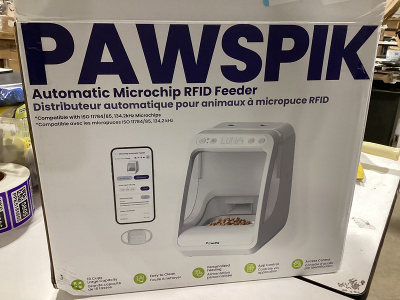 Condition photo showing Good Condition for pawspik automatic microchip rfid cat feeder,16-cup, iso microchip & pawspik rfid tag compatible, app control, portion control
