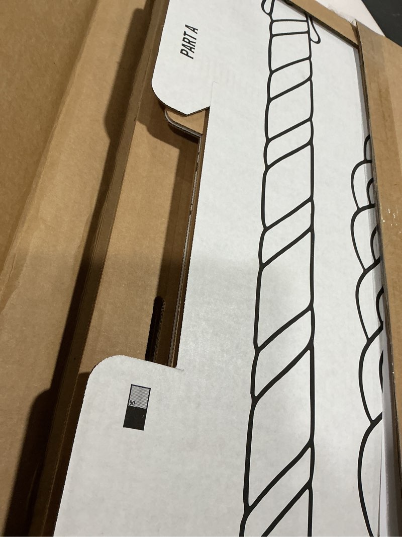 Condition photo showing As Is for Easy Playhouse Gingerbread House - Kids Art & Craft for Indoor Fun, Color Favorite Holiday Sweets & Winter Friends– Decorate & Personalize a Cardboard Fort, 32" X 26. 5" X 40. 5"