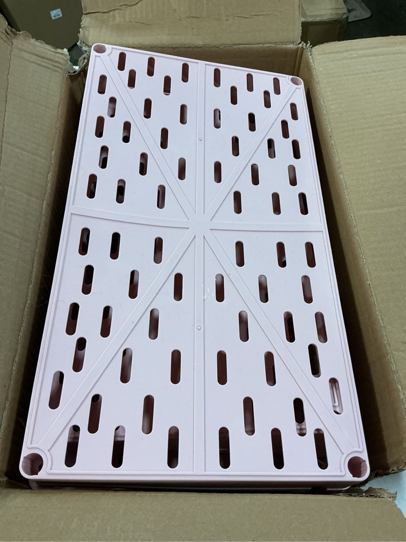 Condition photo showing As Is for SPACELEAD 3 Tier Rolling Cart with Wheels, Storage Craft Art Trolley Organizer Serving, 3 Hanging Baskets Easy Assembly, for Office, Living Room, Kitchen, Pink