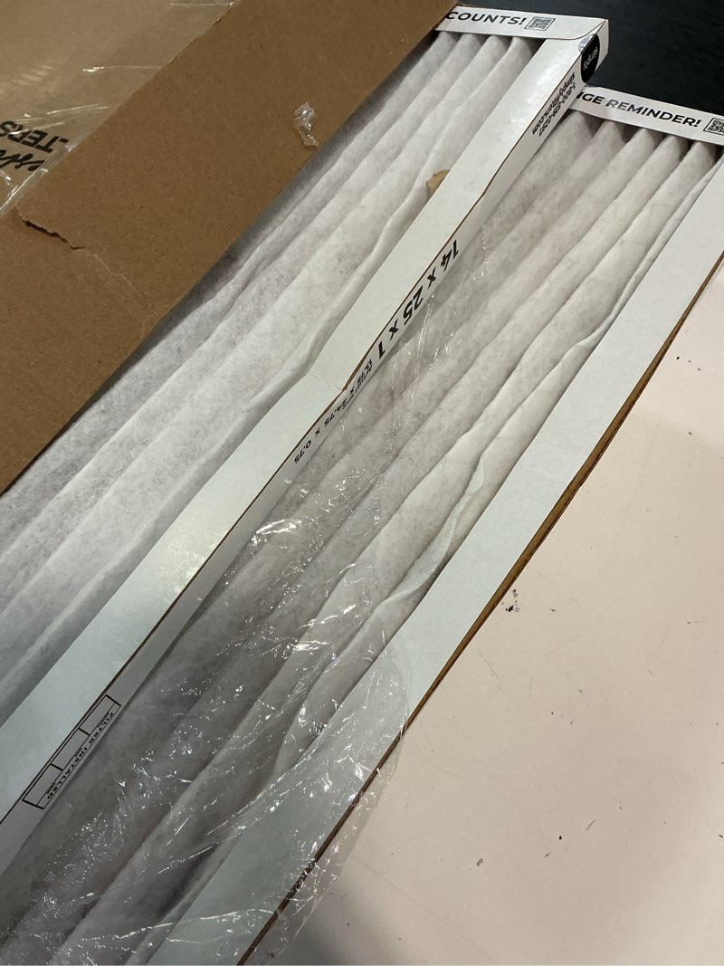 Condition photo showing Good Condition for simply 14x25x1 air filter, merv 8, mpr 600, 6 pack, furnace air filter for hvac (actual size: 13.75"x24.75"x0.75") dust, pet, & allergy control