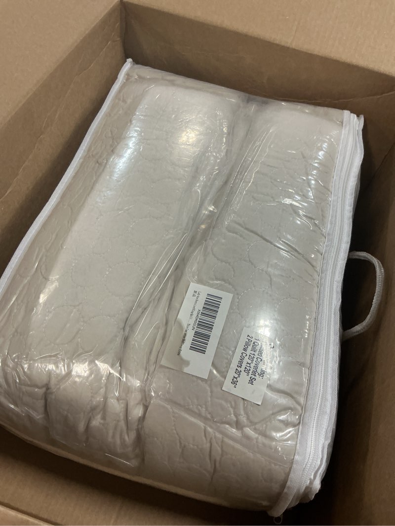 Condition photo showing Good Condition for lady ann oversized king bedspreads 128x120 for extra bed, circular print summer extra lage wide super oversized king quilt coverlet set 3pcs wheat quilted blanket thin comforter soft lightweight oversized cali king(128x120) wheat circle