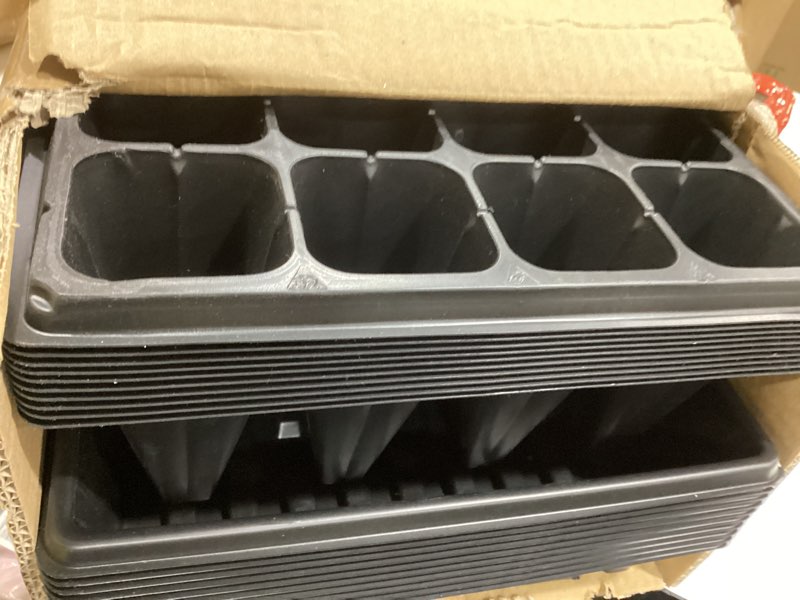 Condition photo showing Good Condition for 10 pack 1020 trays no holes and 10 pack 4.3" deep 32 cell seed starter trays, 20" x 10" - heavy duty plastic nursery flats for seed germination & plant propagation (10 sets) 32 cells