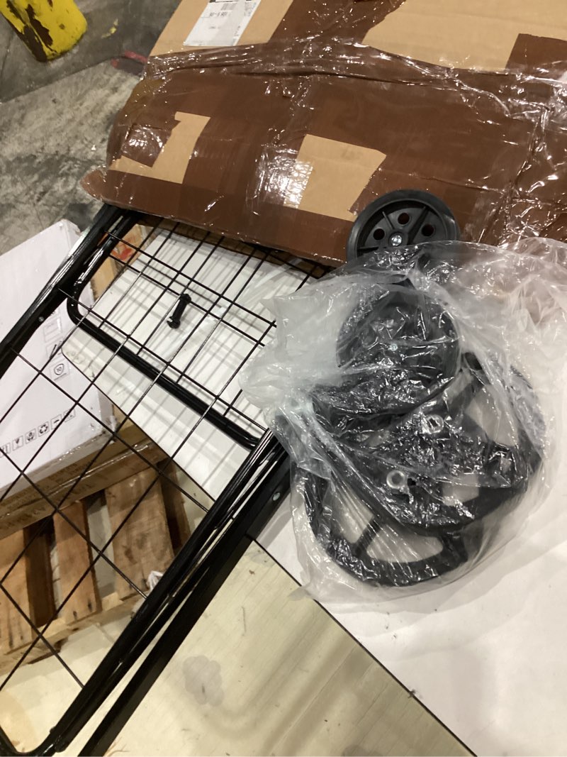 Condition photo showing Good Condition for amazon basics foldable shopping utility cart with 360-degree wheels, easy assembly, black, x-large