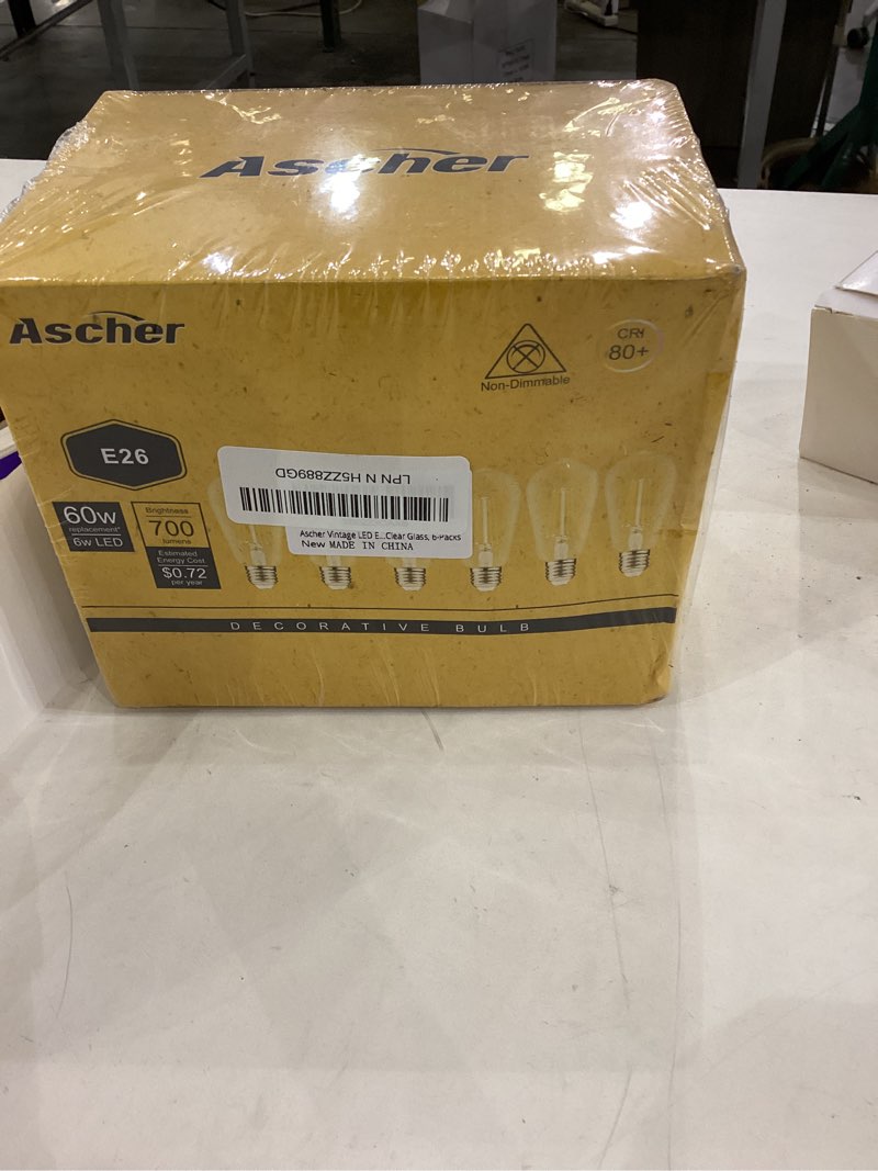 Ascher Vintage LED Edison Bulbs 6W, Equivalent 60W Incandescent, Non-Dimmable, Warm White 2700K, ST5