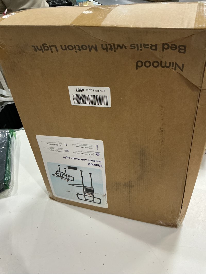 Condition photo showing New/Like New for NIMOOD C5 Pro Bed Rails for Elderly Adults Safety - Foldable Bed Assist Rail with Adjustable Height, Bed Cane with Non-Slip Wider Handrail, Motion Sensor Light Fits King Queen Twin Beds Us_c5pro_black_a