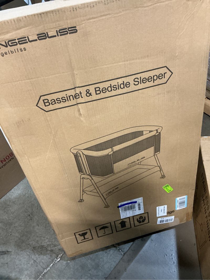 Condition photo showing Good Condition for ANGELBLISS Baby Bassinet Bedside Sleeper, Easy Folding Portable Bassinet for Baby with Wheels, Adjustable Height, Included Mattress (Beige)