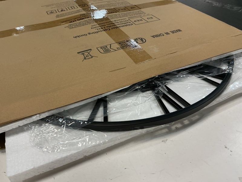 Condition photo showing Good Condition for LEIKE Large Wall Clock, 24" Completely Silent, Non Ticking, Battery-Operated,Rustic Round Modern Metal Wall Clock Decor for Living Room, Bedroom and Kitchen, (60cm, Black-Roman Number) 24 Inch Black-roman Number