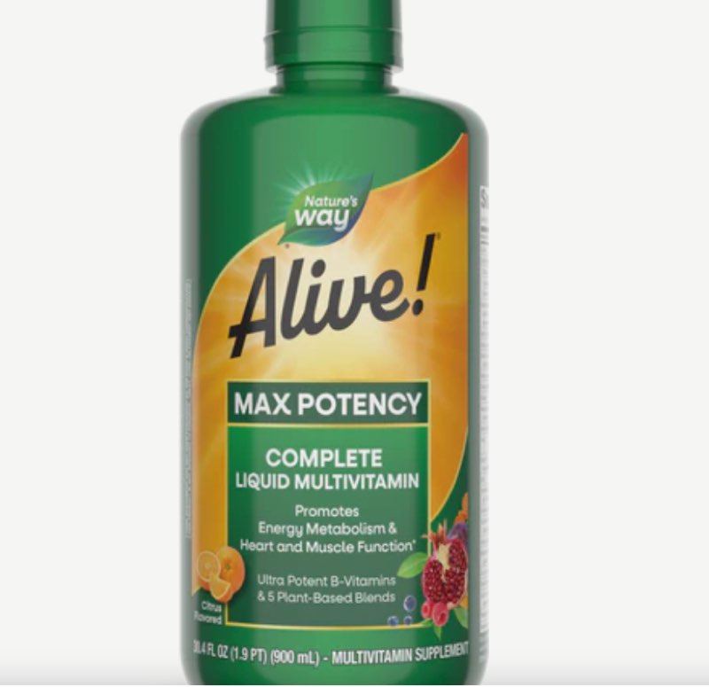 nature s way alive! max potency liquid multivitamin  30.4 fl oz.  citrus flavored,best,by,02/2026