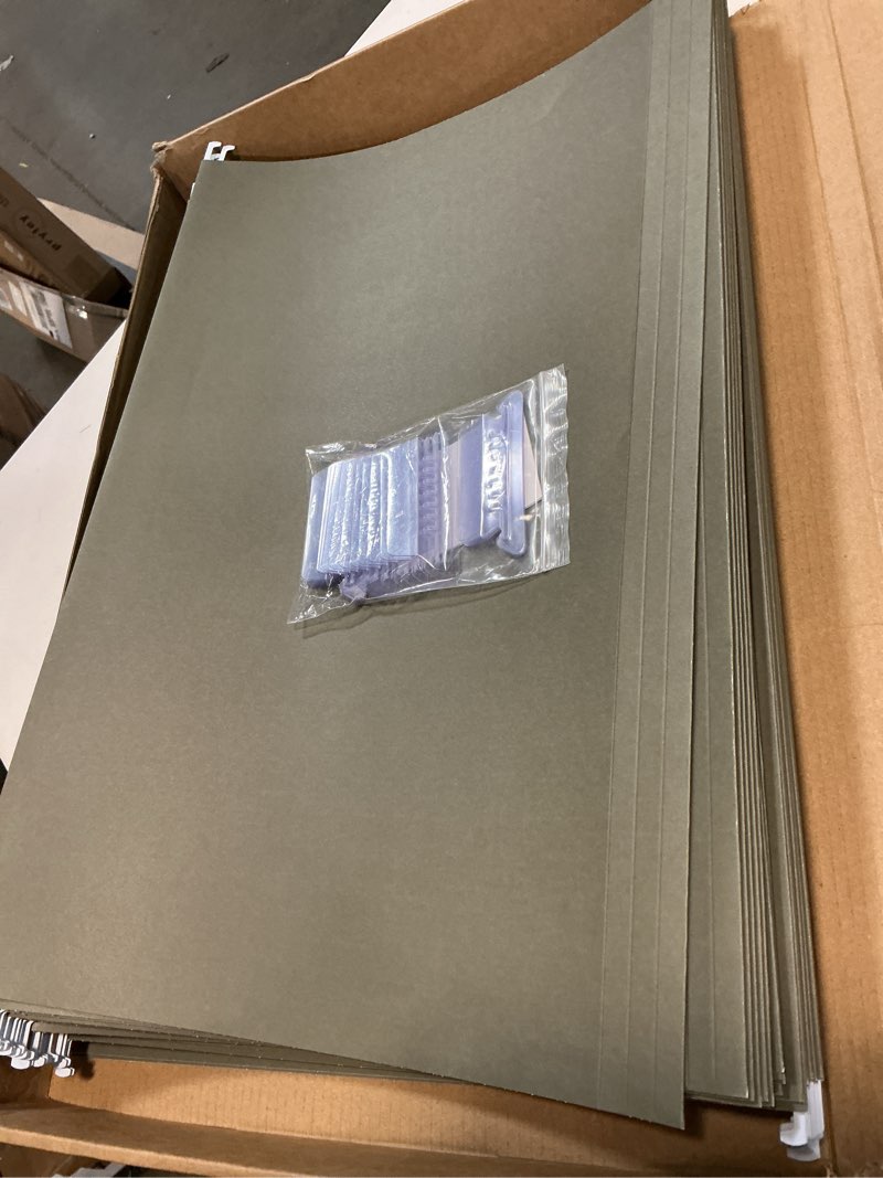 Condition photo showing Good Condition for gisgfim 25 Pack Reinforced 11x17 Hanging File Folders 1/5 Cut Heavy Duty Hanging File Folders with Plastic Tabs & Label Cards Expanding Hangers File Organizer for Drawing Engineering Document (Green) 25 Green
