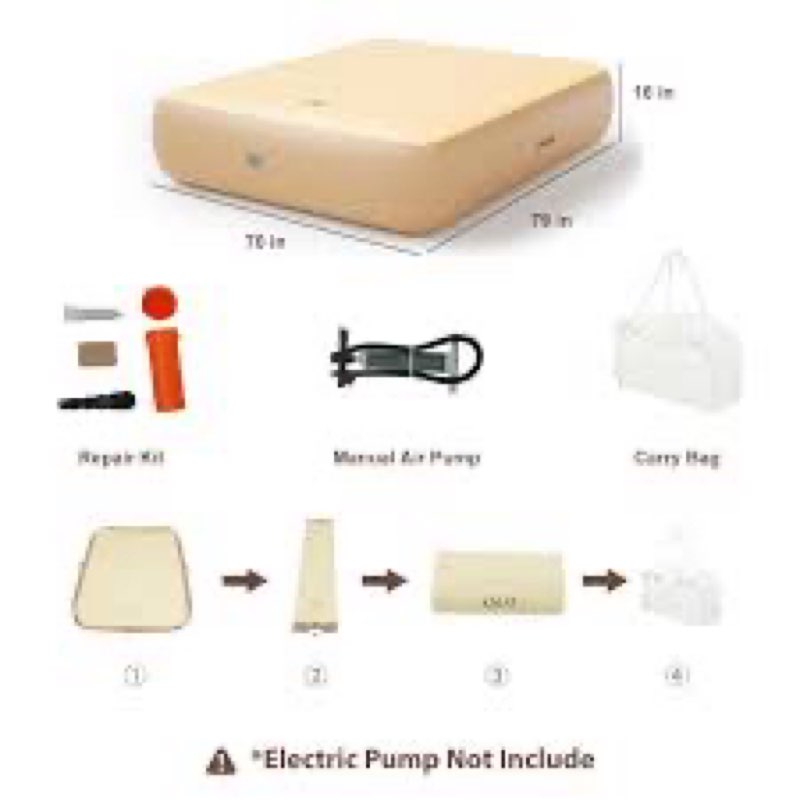 Similar KNUO Queen Air Mattress with Infinite Fiber Structure – 1000LBS Support, 16in Thick, 30-Day Continuo