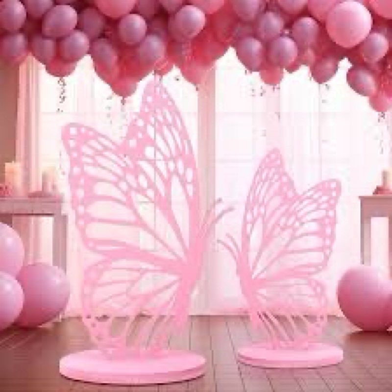 2 pcs large wood butterfly prop pink butterfly wings cutout wooden standing butterfly backdrop princ