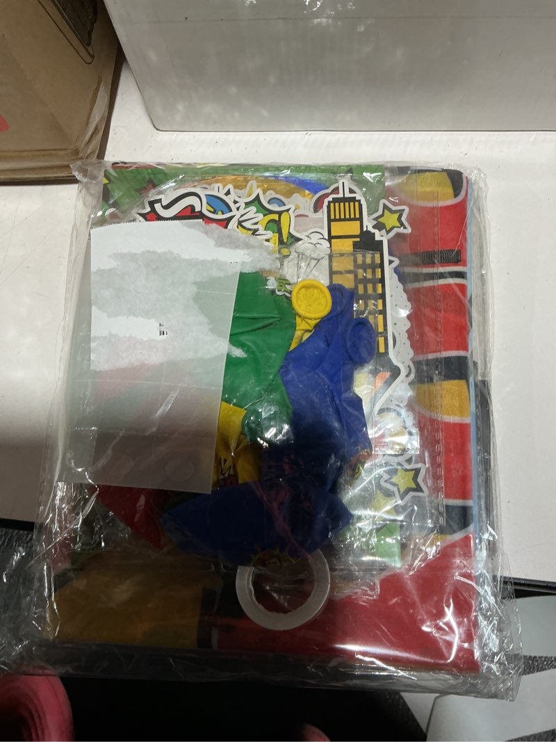 Condition photo showing New/Like New for Crenics Hero Birthday Decorations - City Hero Theme Backdrop, Banner, Swirls, Honeycomb and Balloons for Birthday Party Supplies