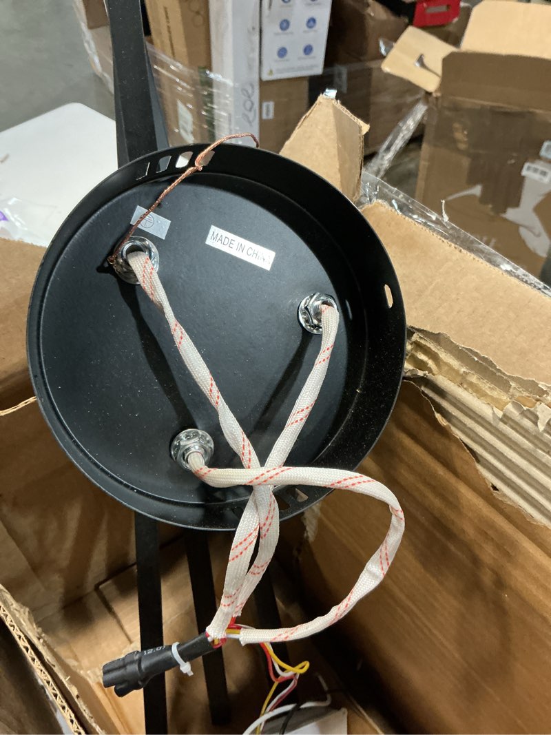 Condition photo showing As Is for modern led chandelier 18w dimmable black semi flush mount ceiling light fixture for kitchen dining room foyer entry, 23.82" black-a 3 lights - straight bars - 3cct - 23.82"