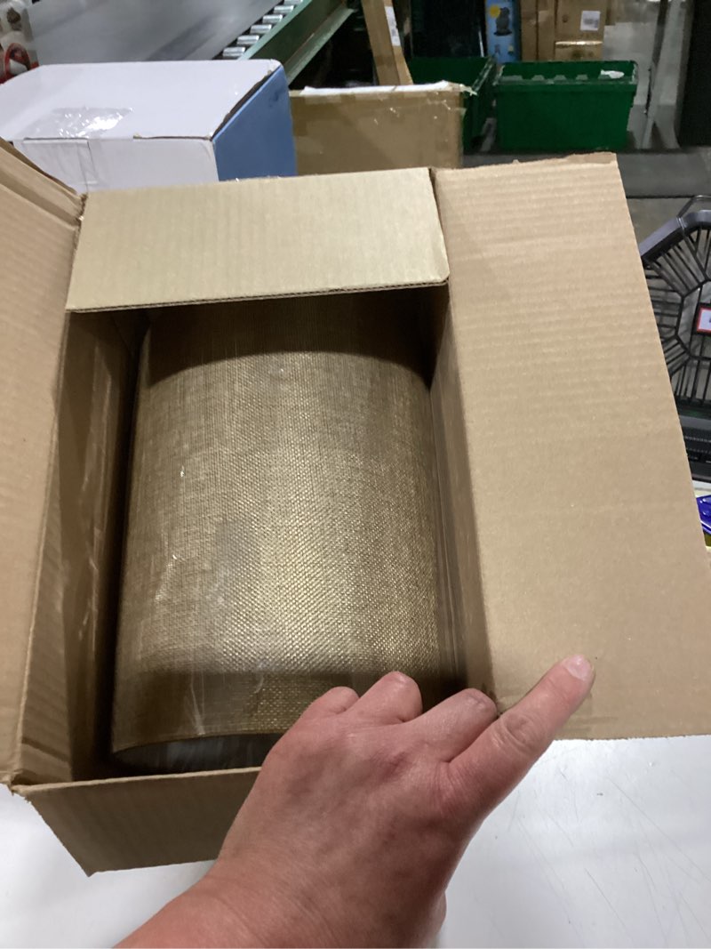 Condition photo showing New/Like New for tall drum beige lampshade for table floor lamp, replacement lampshades natural linen handcrafted, spider, harp holders included, easy assembly 7 7/8” w x 11” l