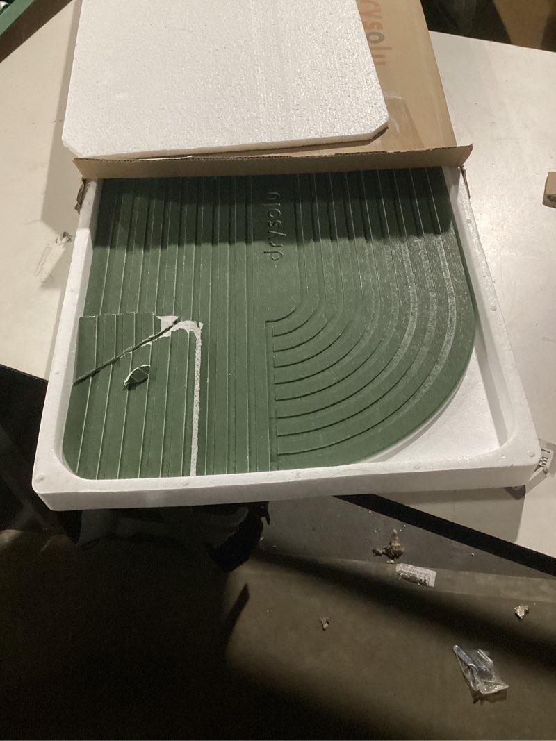 Condition photo showing As Is for Stone Bath Mat Diatomaceous Earth Bath Mat Stone Shower Mat Fast Water Drying Ultra Absorbent Pad Diatomite Mat,Non-Slip Mat for Bathroom,Kitchen,Pet,15.35x23.62in,Hard,Drak Green,1-Pack Dark Green-wabi-sabi